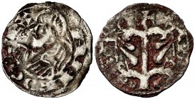 Alfons I (1162-1196). Aragón. Dinero jaqués. (Cru.V.S. 298) (Cru.C.G. 2106). 0,88 g. Incrustaciones. Escasa. (MBC).