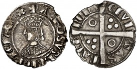 Alfons II (1285-1291). Barcelona. Croat. (Cru.V.S. 331) (Cru.C.G. 2148). 2,52 g. Cospel algo faltado. (MBC-).
