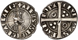 Alfons II (1285-1291). Barcelona. Croat. (Cru.V.S. 331) (Cru.C.G. 2148). 2,44 g. Perforación. (MBC).