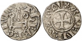 Ducados de Atenas y Neopatria. Gran Companyia Catalana (1311-1390). Diner tornés. (Cru.V.S. falta) (Cru.C.G. falta). 0,80 g. Rara. MBC.
