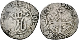 Juan y Blanca (1425-1441). Navarra. Blanca. (Cru.V.S. 254) (Cru.C.G. 2950). 2,51 g. Rara. BC+.