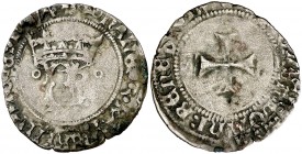 Catalina y Juan de Albert (1403-1512). Pamplona. Tarja. (Cru.V.S. 290 var). 2,28 g. Escasa. BC+.