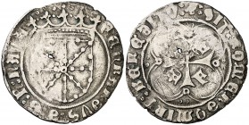 Fernando I (1512-1516). Navarra. Real. (Cru.V.S. 1317.2) (Cru.C.G. 3221 var). 2,76 g. Perforación. BC+.