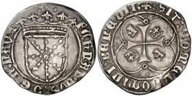 Fernando I (1512-1516). Navarra. Ral. (Cru.V.S. 1317.13 var) (Cru.C.G. 3221c var). 3,28 g. Incisiones en reverso. (MBC).