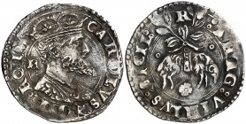 s/d. Carlos I. Nápoles. R. 1 carlino. (Vti. 273) (MIR 148). 3,05 g. MBC.