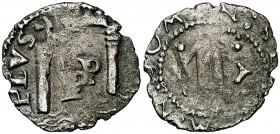 s/d. Felipe II. Pamplona. 1 cornado. (Cal. 836) (R.Ros 4.2.9 var). 0,88 g. Vellón rico. MBC-.