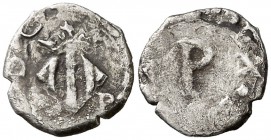 s/d. Felipe II. Sicilia. 1/4 de tari o cinquina. (Vti. 88) (Varesi 337). 0,58 g. Rara. BC.