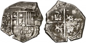 1596. Felipe II. Sevilla. B. 2 reales. (Cal. 549). 6,84 g. BC+.