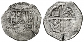 1590. Felipe II. Toledo. . 2 reales. (Cal. 562). 6,54 g. Rara. BC+/MBC-.