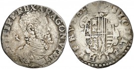 s/d. Felipe II. Nápoles. IBR. 1 tari. (Vti. 335) (MIR. 175) . 4,87 g. Busto desnudo a derecha, detrás IBR. MBC-.