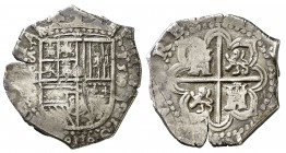 1591. Felipe II. Sevilla. C. 4 reales. (Cal. 400). 13,54 g. Único año de este ensayador. Grieta. Rara. MBC-.