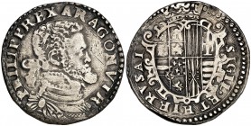 s/d. Felipe II. Nápoles. ¿(GR/VP)?. 1/2 ducado. (Vti. 355) (MIR. 171/2). 14,80 g. MBC.