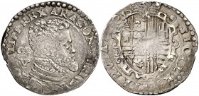 s/d. Felipe II. Nápoles. GR/VP. 1/2 ducado. (Vti. 355) (MIR. 171/2). 13,22 g. MBC-.