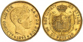 1899*1899. Alfonso XIII. SMV. 20 pesetas. (Cal. 7). 6,39 g. MBC+.