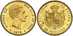 1876*1876. Alfonso XII. DEM. 25 pesetas. (Cal. 1). 8,06 g. EBC-.