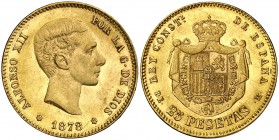 1878*1878. Alfonso XII. DEM. 25 pesetas. (Cal. 4). 8,05 g. EBC-.