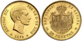 1878*1878. Alfonso XII. DEM. 25 pesetas. (Cal. 4). 8,08 g. EBC+.