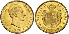 1878*1878. Alfonso XII. EMM. 25 pesetas. (Cal. 6). 8,02 g. EBC-.