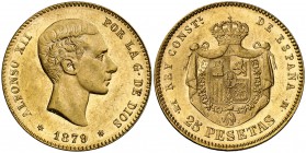 1879*1879. Alfonso XII. EMM. 25 pesetas. (Cal. 9). 8,04 g. EBC/EBC+.