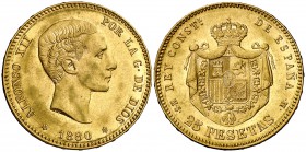 1880*1880. Alfonso XII. MSM. 25 pesetas. (Cal. 10). 8,08 g. EBC-.