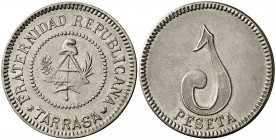 Terrassa. Fraternidad Republicana. 1 peseta. (AL. 155). 4,35 g. Escasa. MBC+.