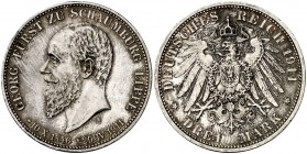 1911. Alemania. Schaumburg-Lippe. Príncipe Jorge. A (Berlín). 3 marcos. (Kr. 55). 16,65 g. AG. Fallecimiento del príncipe. Golpecitos. Bella. Escasa. ...