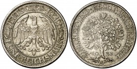 1932. Alemania. República de Weimar. A (Berlín). 5 marcos. (Kr. 56). 25 g. AG. Leves marquitas. Escasa. EBC-.