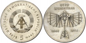 1973. Alemania Oriental. 5 marcos. (Kr. 43). 12,30 g. CU-NI. Escasa. S/C.
