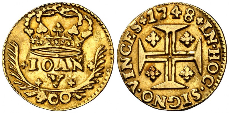 1748. Portugal. Juan V. 400 reis. (Fr. 100) (Kr. 201) (Gomes 84.20). 0,85 g. AU....
