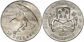 1973. Singapur. 10 dólares. (Kr. 9.2). 30,82 g. AG. S/C.