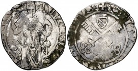 Vaticano. Eugenio IV (1431-1447). Aviñón. Carlino. (Muntoni 27). 1,82 g. AG. Leves oxidaciones. (MBC).
