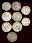 AH 1375-1411 (1956-1990). Egipto. 25, 50 piastras (dos), 1 (cuatro) y 5 libras (dos). Lote de 9 monedas en plata diferentes. A examinar. EBC/S/C.