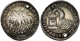 1853. Bolivia. 6,79 g. 25 mm. Plata. Perforación. Rara. (MBC).
