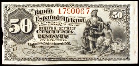 1889. El Banco Español de la Habana. 50 centavos. (Ed. CU59). 28 de octubre. MBC-.