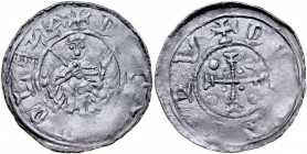 Bolesław III Krzywousty 1107-1138, Denar, Av.: Książę na tronie, napis: D..C OLEZLA, Rv.: Krzyż, napis: D..A..R..V.