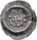 Pomorze Wschodnie, Świątopełk II Wielki 1217-1266, Brakteat guziczkowy, Av.: Ramię z proporcem na lewo, RRR.