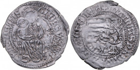 Księstwo Karniowskie, Maciej Corvin 1471-1490, Grosz bez daty, Av.: Tarcza herbowa, Rv.: Madonna z dzieciątkiem.