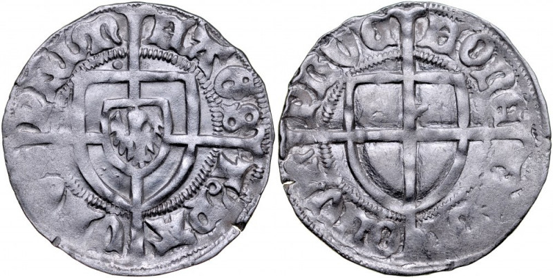 Paweł von Russdorf 1423-1441, Szeląg, Av.: Tarcza wielkiego mistrza, Rv.: Tarcza...