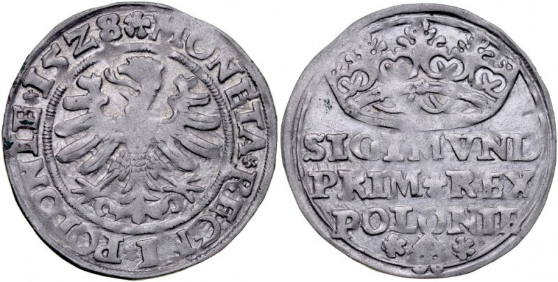 Zygmunt I Stary 1506-1548, Grosz 1528, Kraków. RR. Kop. 419, Gum. 484, poprawna ...