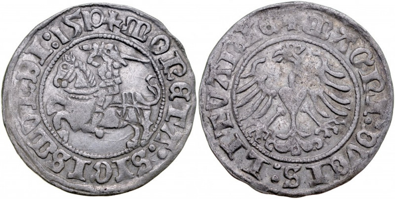 Zygmunt I Stary 1506-1548, Półgrosz 1510, Wilno. Kop. 3132,&nbsp; Gum. 507, deli...