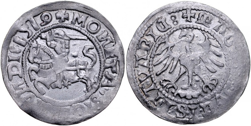 Zygmunt I Stary 1506-1548, Półgrosz 1519, Wilno. Kop.3153 R3, Gum. 512, ładny, p...