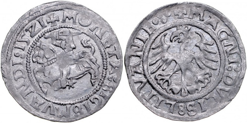 Zygmunt I Stary 1506-1548, Półgrosz 1521, Wilno. Kop. 3160, Gum. 512, SIGISMVAND...