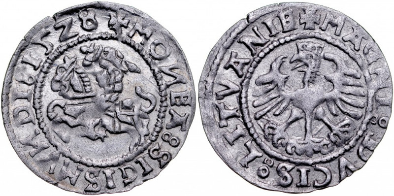 Zygmunt I Stary 1506-1548, Półgrosz 1528, Wilno. Kop. 3180 R6, Gum. 512, rzadki ...