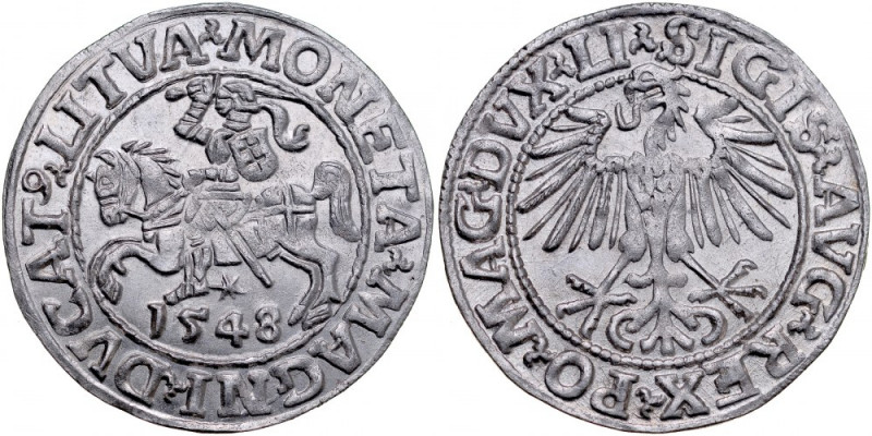 Zygmunt II August 1545-1572, Półgrosz 1548, Wilno. Kop. 3240, Gum. 598, lustro m...