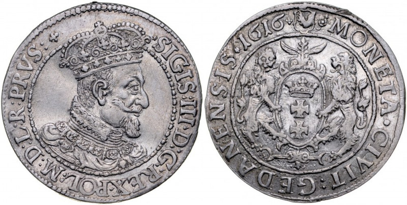 Zygmunt III 1587-1632, Ort 1616, Gdańsk. Kop. 7490, Gum. 1384, świeży połysk bla...