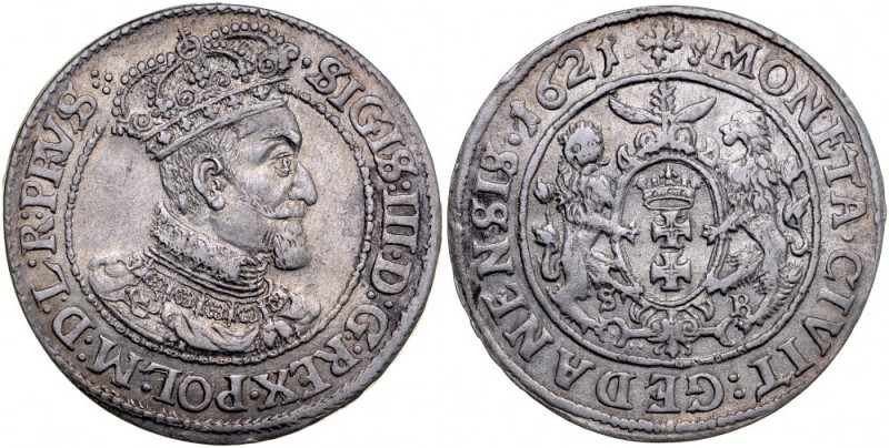 Zygmunt III 1587-1632, Ort 1621, Gdańsk. Kop. 7500, Gum. 1389, spatynowany, poły...