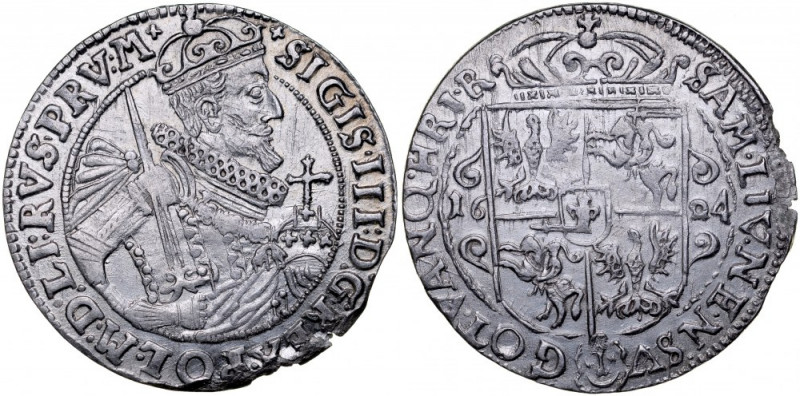 Zygmunt III 1587-1632, Ort 1624, Bydgoszcz. Kop. 1281, Gum. 1178, ostra, połysko...