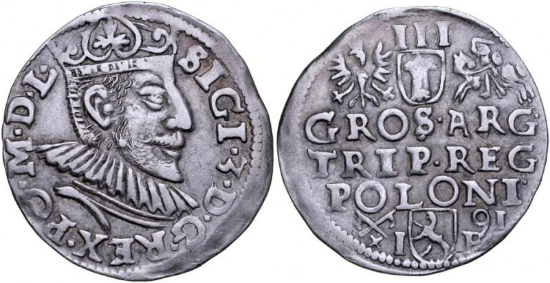 Zygmunt III 1587-1632, Trojak 1591, Poznań. Kop. 945, Iger P.91.1, Gum. 998, pop...