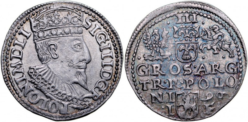 Zygmunt III 1587-1632, Trojak 1596, Olkusz. Kop. 1021, Iger O.96.1.var, Gum. 103...