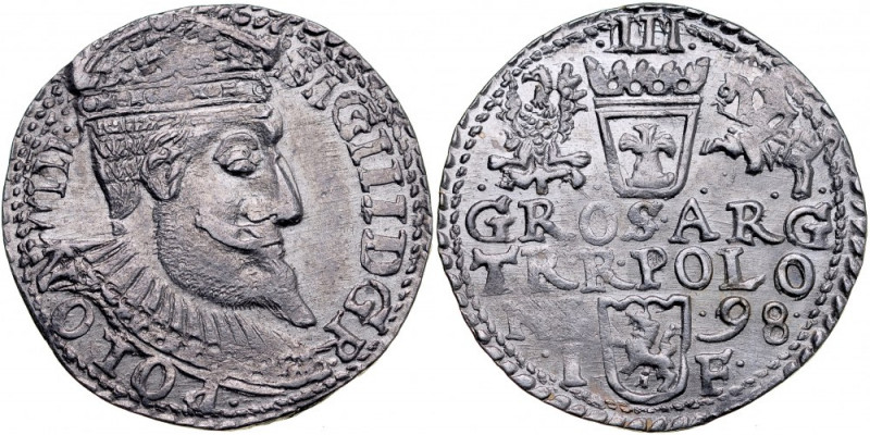 Zygmunt III 1587-1632, Trojak 1598, Olkusz. Kop. 1107, Iger O.98.4.var, Gum. 107...